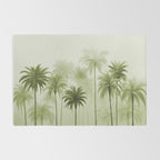 Lush Green Palm Grove Watercolor Art Rug Gallery Image 2
