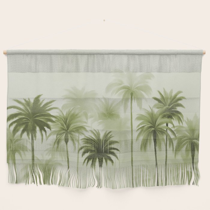 Lush Green Palm Grove Watercolor Art Wall Hanging Gallery Image 1