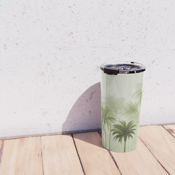 Lush Green Palm Grove Watercolor Art Travel Mug Gallery Image 4