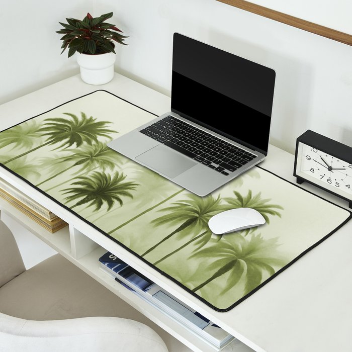 Lush Green Palm Grove Watercolor Art Desk Mat Gallery Image 2