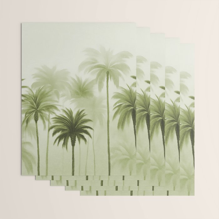 Lush Green Palm Grove Watercolor Art Wrapping Paper Gallery Image 3