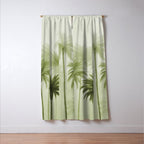 Lush Green Palm Grove Watercolor Art Window Curtain Gallery Image 3