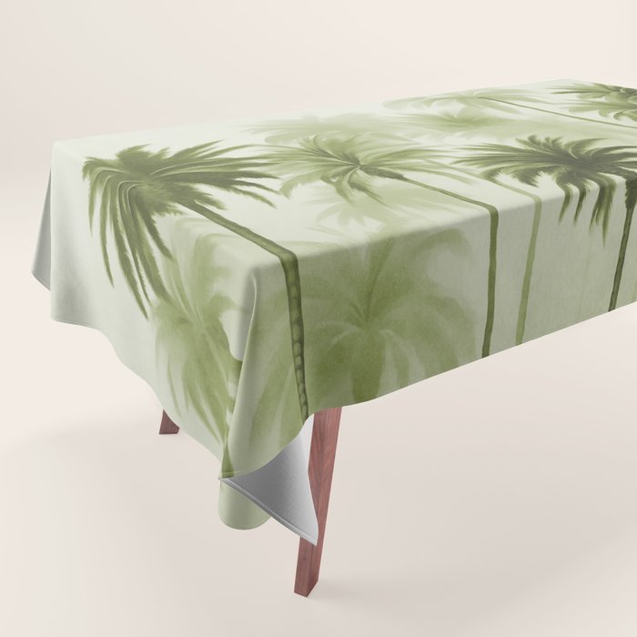 Lush Green Palm Grove Watercolor Art Tablecloth Gallery Image 1