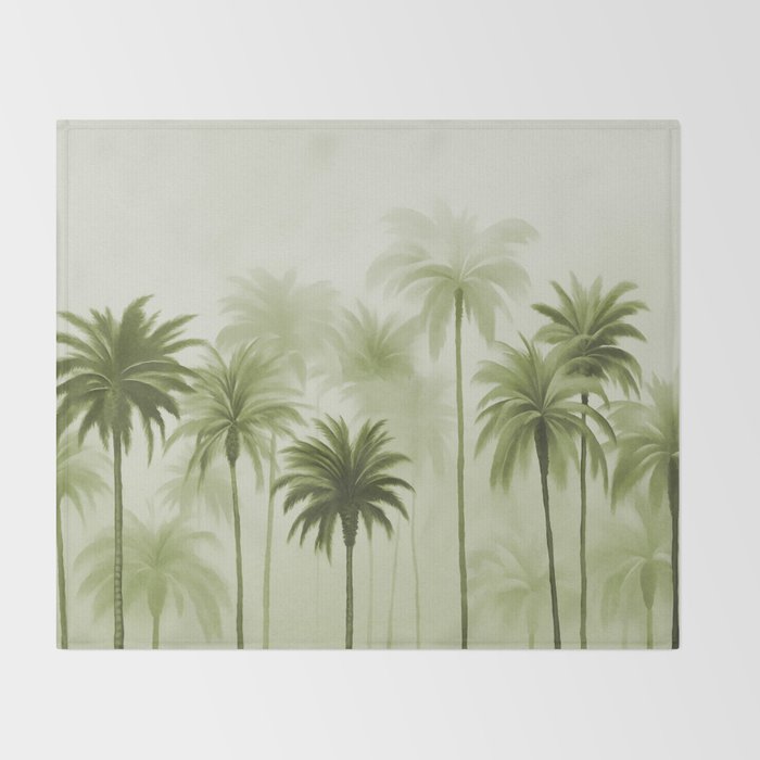 Lush Green Palm Grove Watercolor Art Throw Blanket Gallery Image 2
