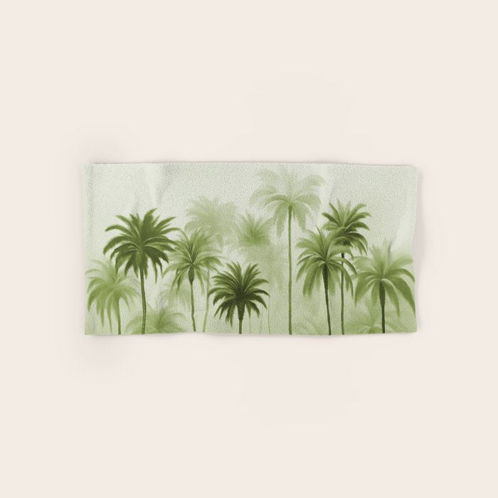 Lush Green Palm Grove Watercolor Art Bath Towel Gallery Image 1