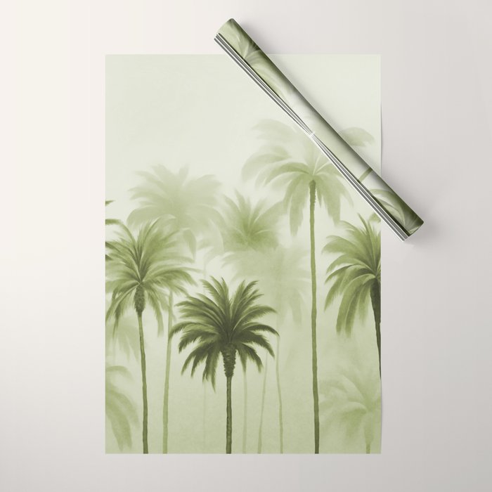 Lush Green Palm Grove Watercolor Art Wrapping Paper Gallery Image 1