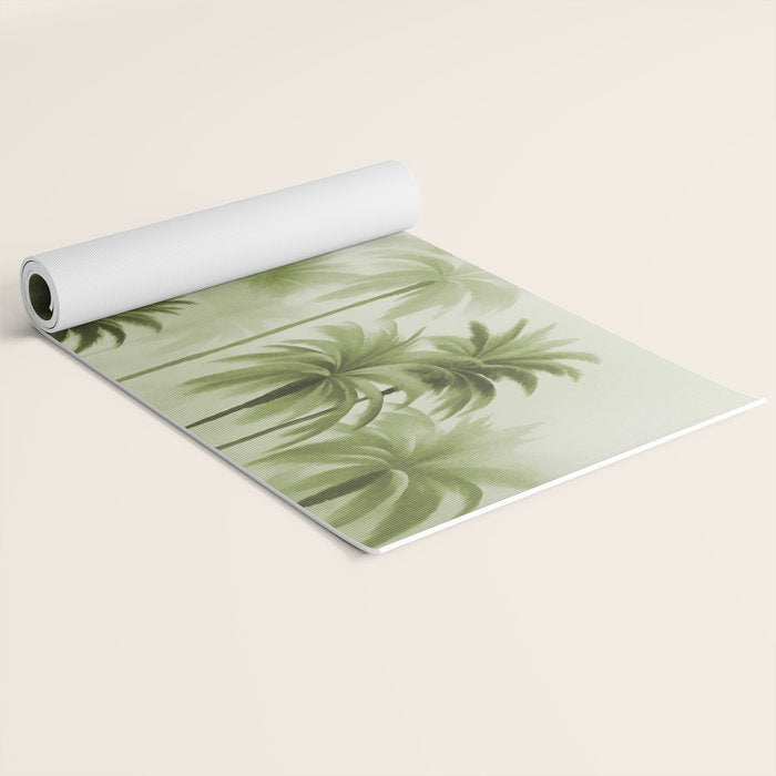 Lush Green Palm Grove Watercolor Art Yoga Mat Gallery Image 2