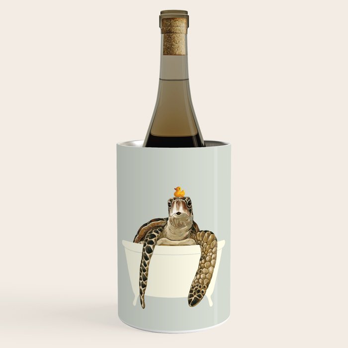 Sea Turtle in Bathtub #green Wine Chiller Gallery Image 1