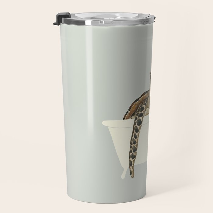 Sea Turtle in Bathtub #green Travel Mug Gallery Image 3