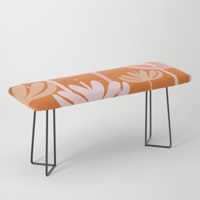 Bali Flowers Cheerful Floral Pattern in Pink and Orange Bench Gallery Image 1
