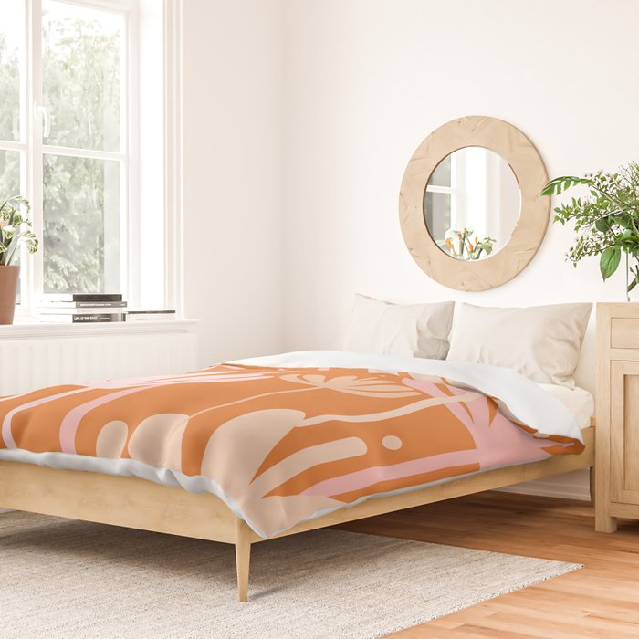 Bali Flowers Cheerful Floral Pattern in Pink and Orange Duvet Cover Gallery Image 2