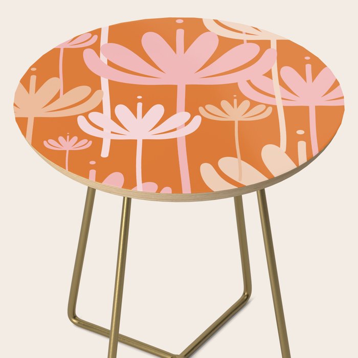 Bali Flowers Cheerful Floral Pattern in Pink and Orange Side Table Gallery Image 2