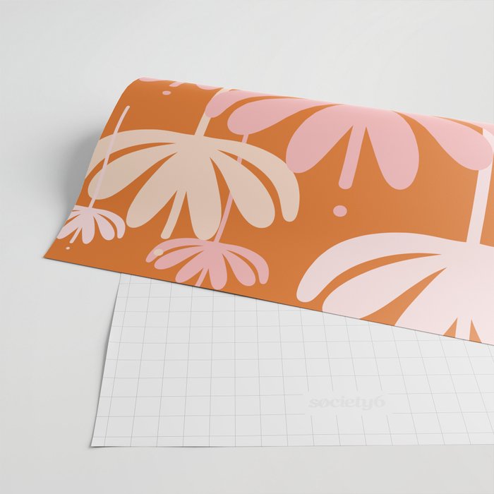 Bali Flowers Cheerful Floral Pattern in Pink and Orange Wrapping Paper Gallery Image 2