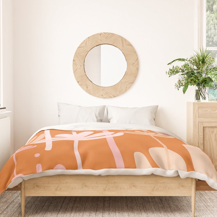 Bali Flowers Cheerful Floral Pattern in Pink and Orange Duvet Cover Gallery Image 3