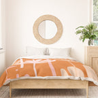 Bali Flowers Cheerful Floral Pattern in Pink and Orange Duvet Cover Gallery Image 3