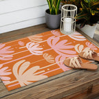Bali Flowers Cheerful Floral Pattern in Pink and Orange Outdoor Rug Gallery Image 2
