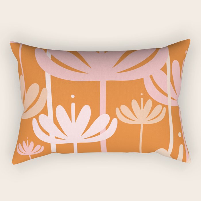 Bali Flowers Cheerful Floral Pattern in Pink and Orange Rectangular Pillow Gallery Image 2
