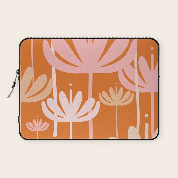 Bali Flowers Cheerful Floral Pattern in Pink and Orange Laptop Sleeve Gallery Image 1