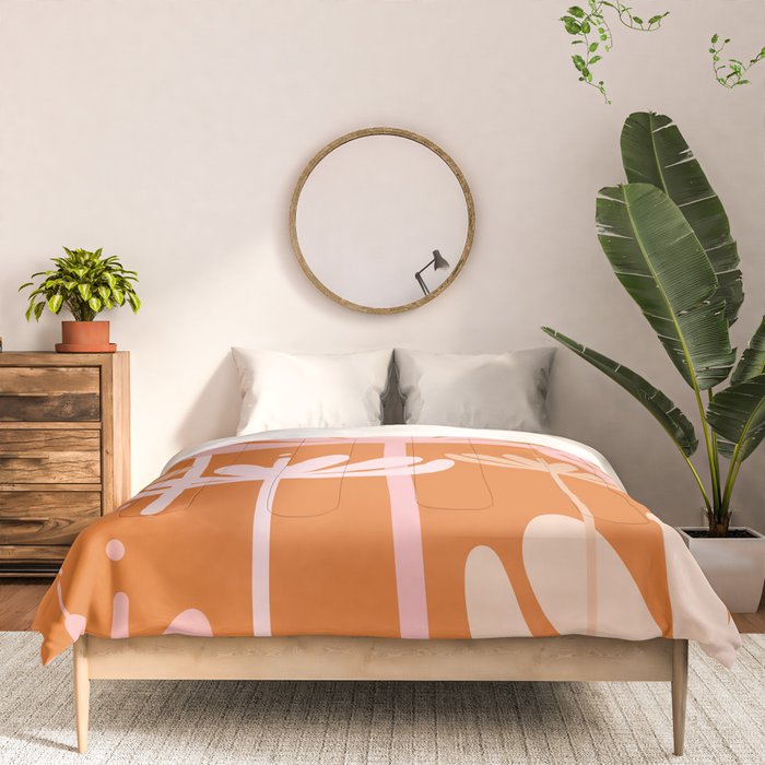 Bali Flowers Cheerful Floral Pattern in Pink and Orange Comforter Gallery Image 3