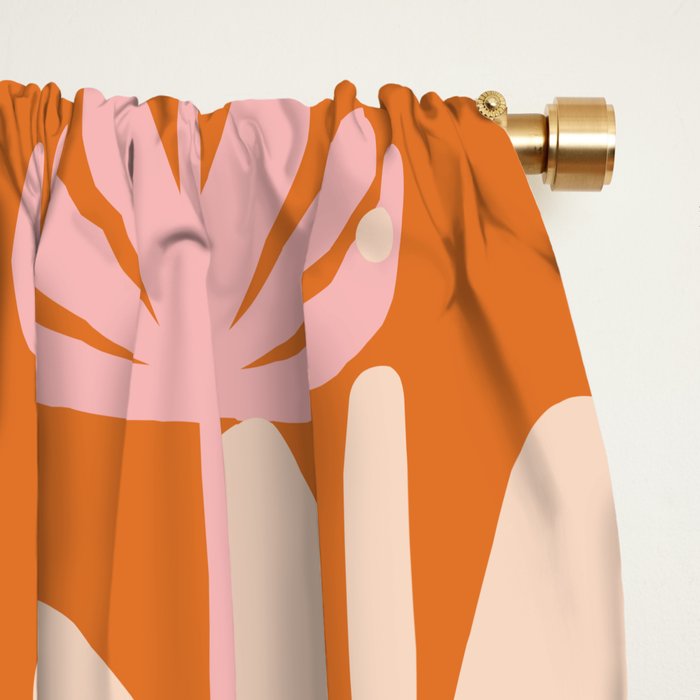 Bali Flowers Cheerful Floral Pattern in Pink and Orange Window Curtain Gallery Image 2