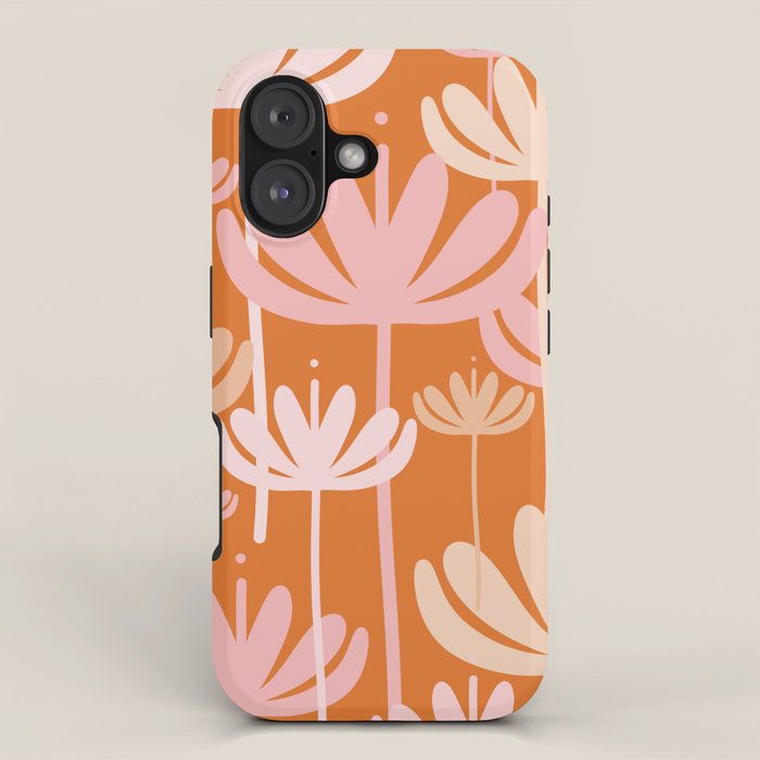 Bali Flowers Cheerful Floral Pattern in Pink and Orange iPhone Case Gallery Image 1