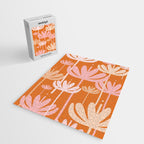 Bali Flowers Cheerful Floral Pattern in Pink and Orange Jigsaw Puzzle Gallery Image 2