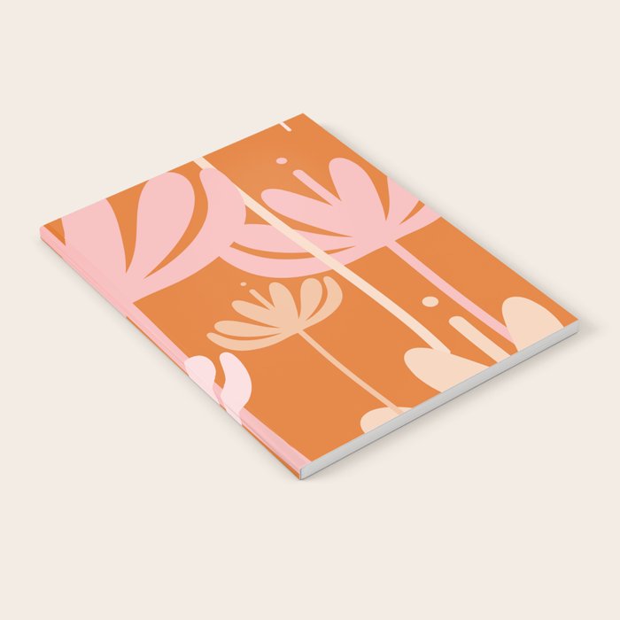 Bali Flowers Cheerful Floral Pattern in Pink and Orange Notebook Gallery Image 2