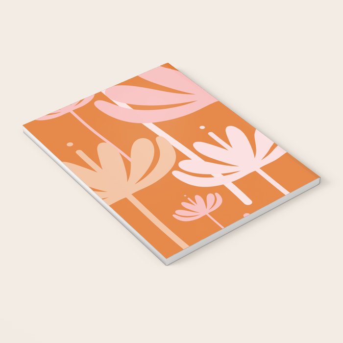 Bali Flowers Cheerful Floral Pattern in Pink and Orange Notebook Gallery Image 3