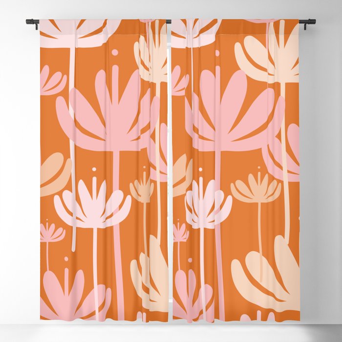 Bali Flowers Cheerful Floral Pattern in Pink and Orange Window Curtain Gallery Image 5