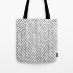 Abstract Herringbone Pattern, Rustic, Gray and White Tote Bag Gallery Image 1