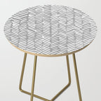Abstract Herringbone Pattern, Rustic, Gray and White Side Table Gallery Image 2