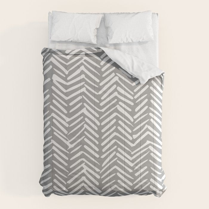 Abstract Herringbone Pattern, Rustic, Gray and White Comforter Gallery Image 6