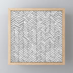 Abstract Herringbone Pattern, Rustic, Gray and White Mini Art Print Gallery Image 1