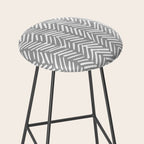 Abstract Herringbone Pattern, Rustic, Gray and White Stool Gallery Image 2