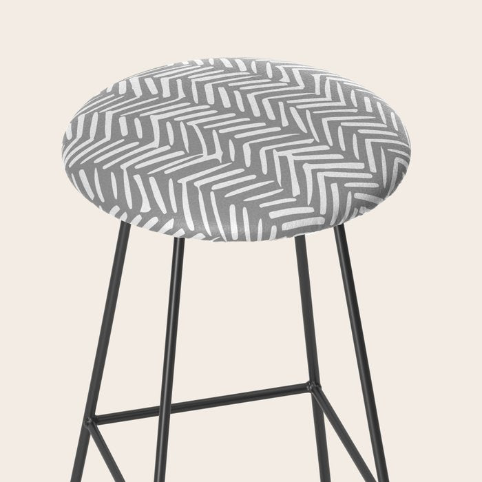 Abstract Herringbone Pattern, Rustic, Gray and White Stool Gallery Image 2