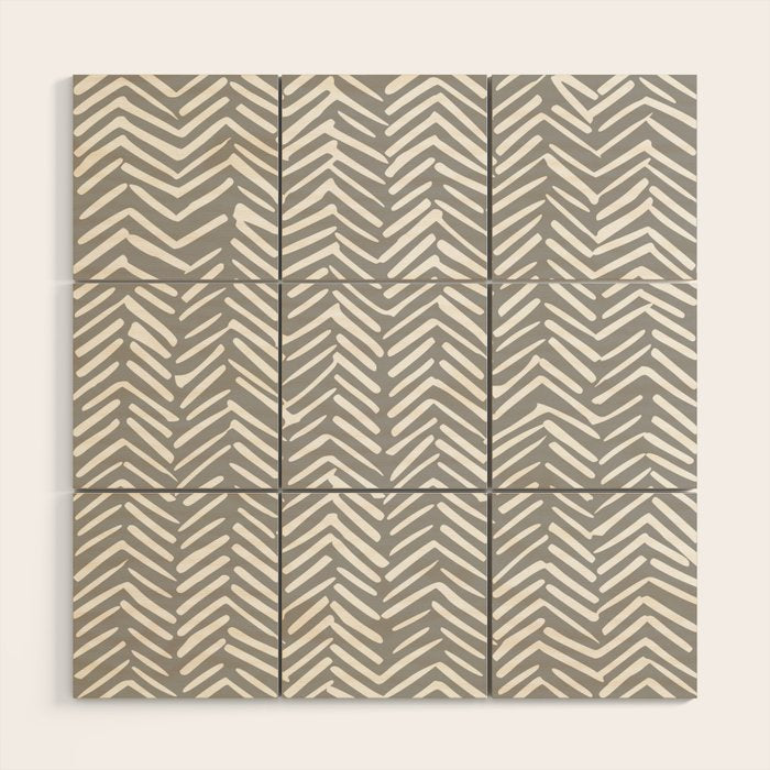 Abstract Herringbone Pattern, Rustic, Gray and White Wood Wall Art Gallery Image 1