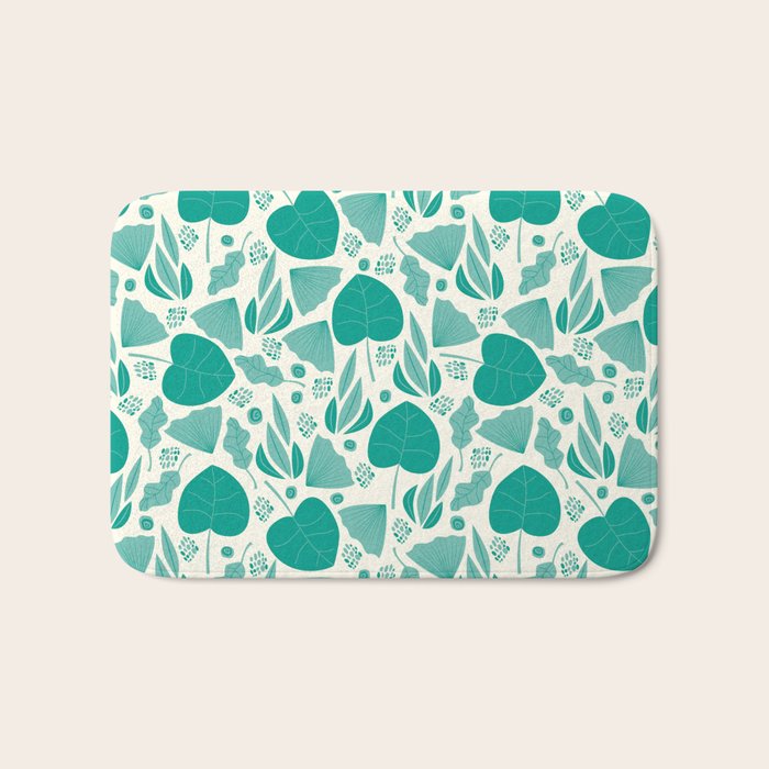 Green leaves pattern Bath Mat Gallery Image 1