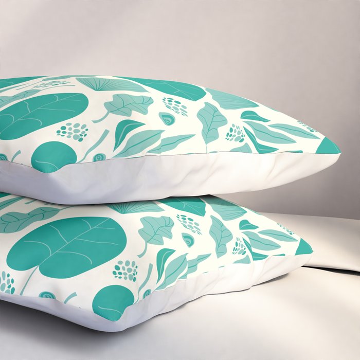 Green leaves pattern Pillow Sham Gallery Image 3