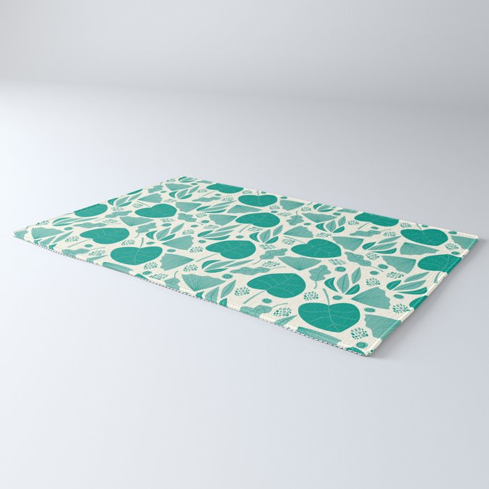 Green leaves pattern Rug Gallery Image 3