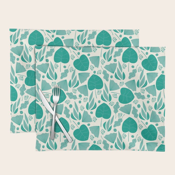 Green leaves pattern Placemat Gallery Image 1