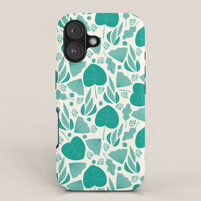 Green leaves pattern iPhone Case Gallery Image 1
