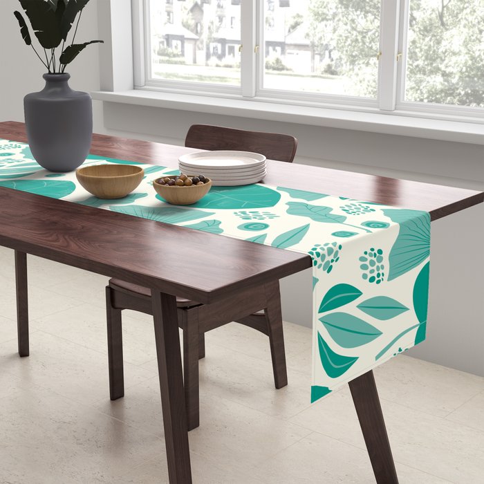 Green leaves pattern Table Runner Gallery Image 2