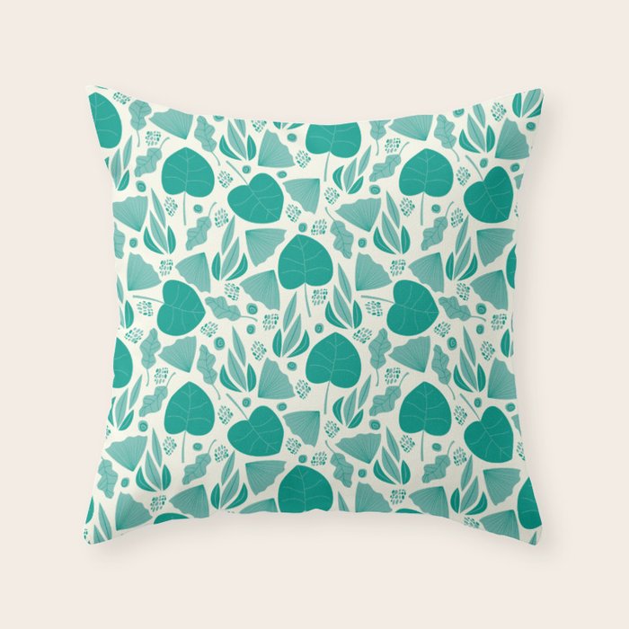 Green leaves pattern Throw Pillow Gallery Image 6