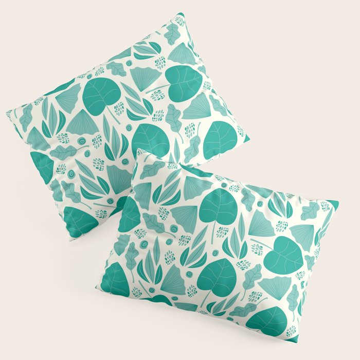 Green leaves pattern Pillow Sham Gallery Image 1