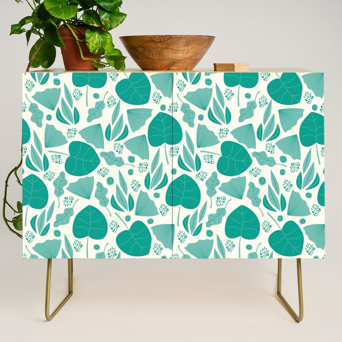 Green leaves pattern Credenza Gallery Image 1