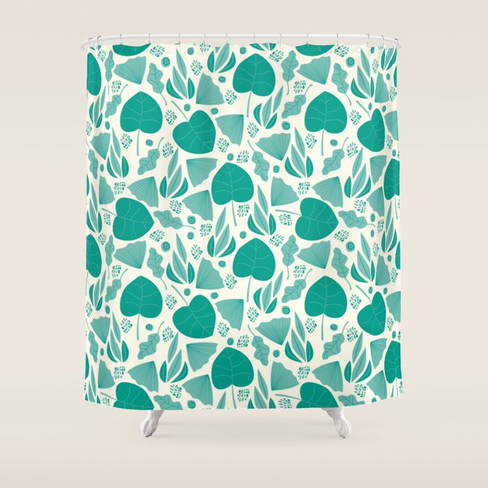 Green leaves pattern Shower Curtain Gallery Image 1