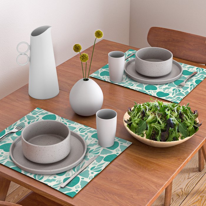 Green leaves pattern Placemat Gallery Image 2