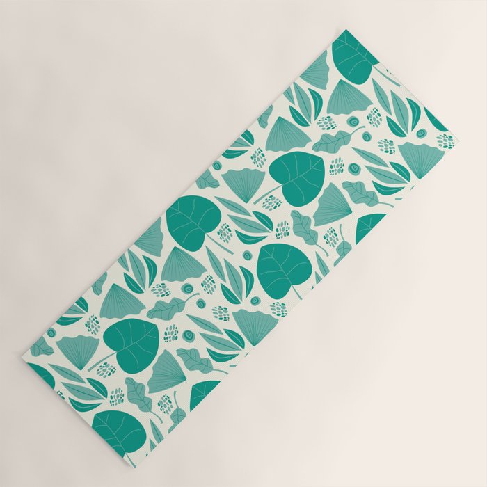Green leaves pattern Yoga Mat Gallery Image 1