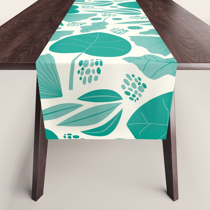 Green leaves pattern Table Runner Gallery Image 1