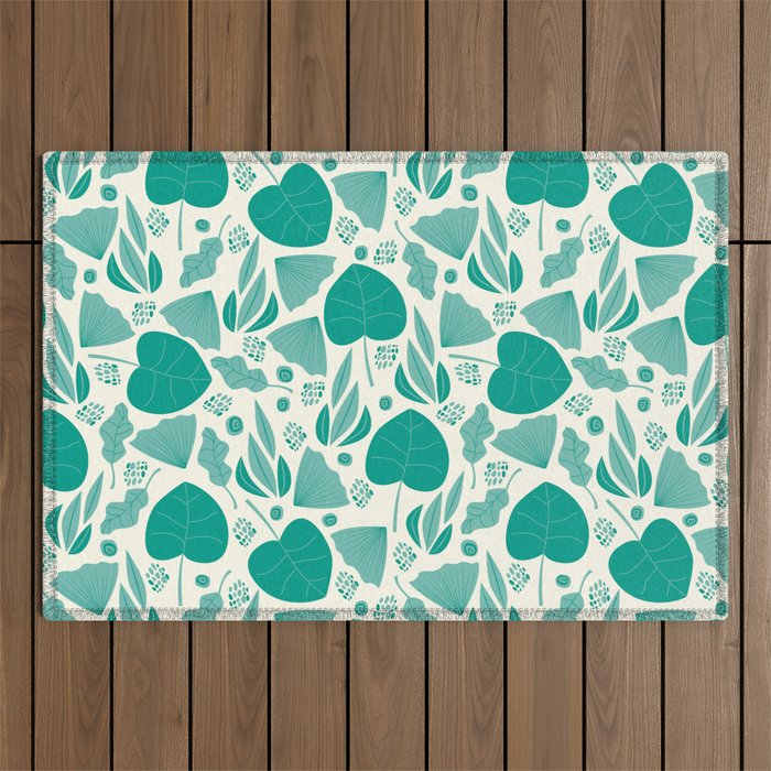 Green leaves pattern Outdoor Rug Gallery Image 1